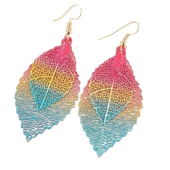 Leaf Drop Earrings (Multi-Color) - Picture 1 of 3